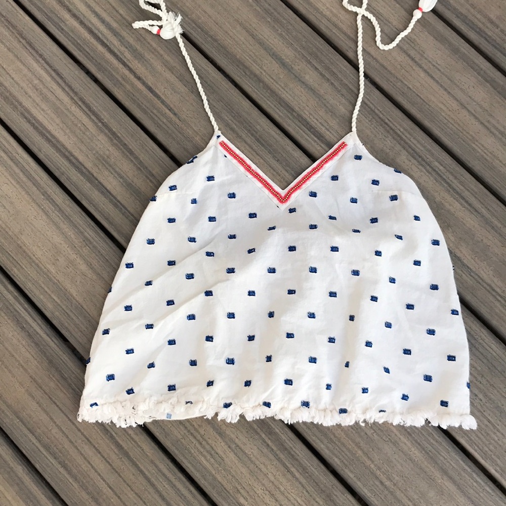 A white tie cami tank